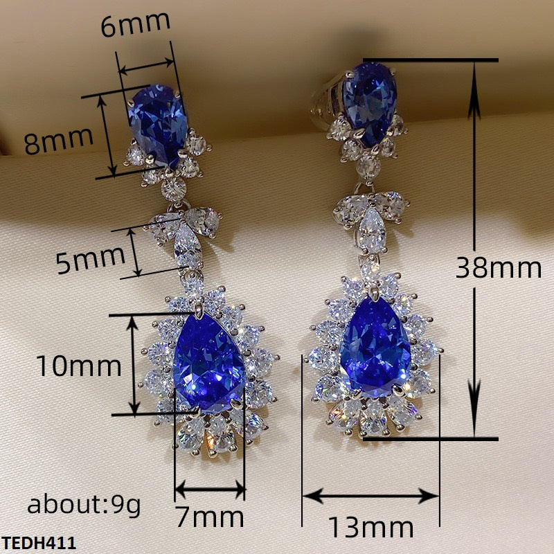 TEDH411 CSH Crystal Tear Drop Earrings - TEDH