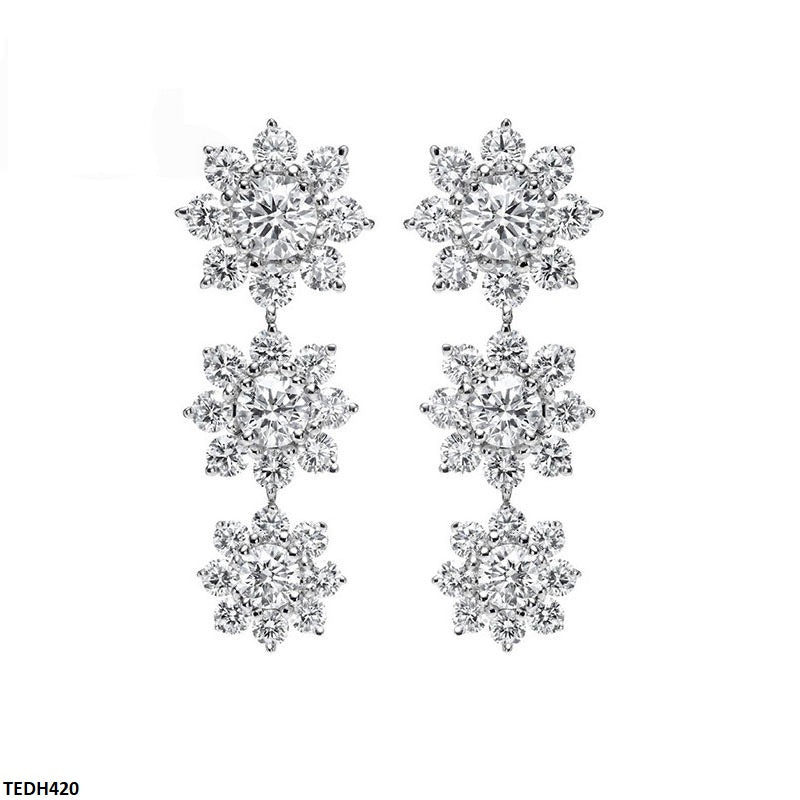TEDH420 BJF Triple Flower Drop Earrings - TEDH