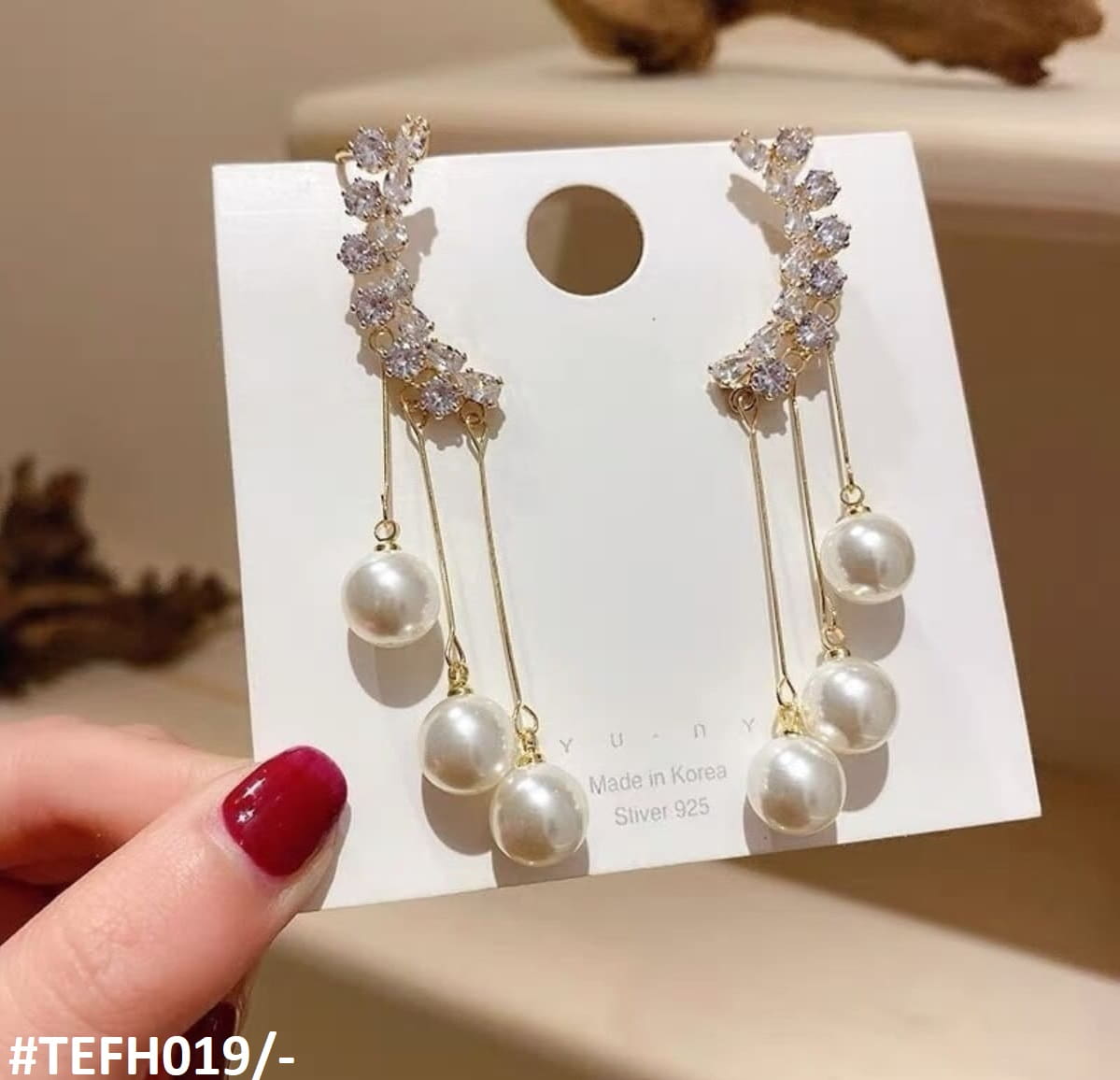 TEFH019 YQG Drop Pearl Ear Cuffs Pair - TEFH