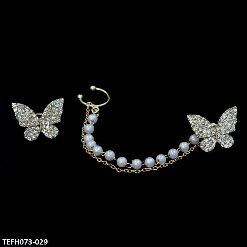 TEFH073 SYB 2 Pearl Butterfly Single Ear Cuff - TEFH