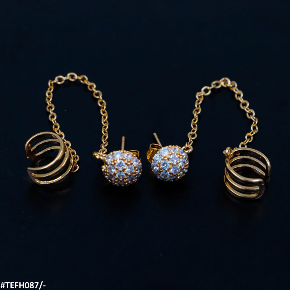TEFH087 MMJ Step Ball Ear Cuff Pair - CEFH