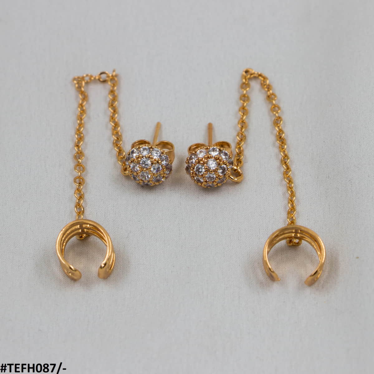 TEFH087 MMJ Step Ball Ear Cuff Pair - CEFH