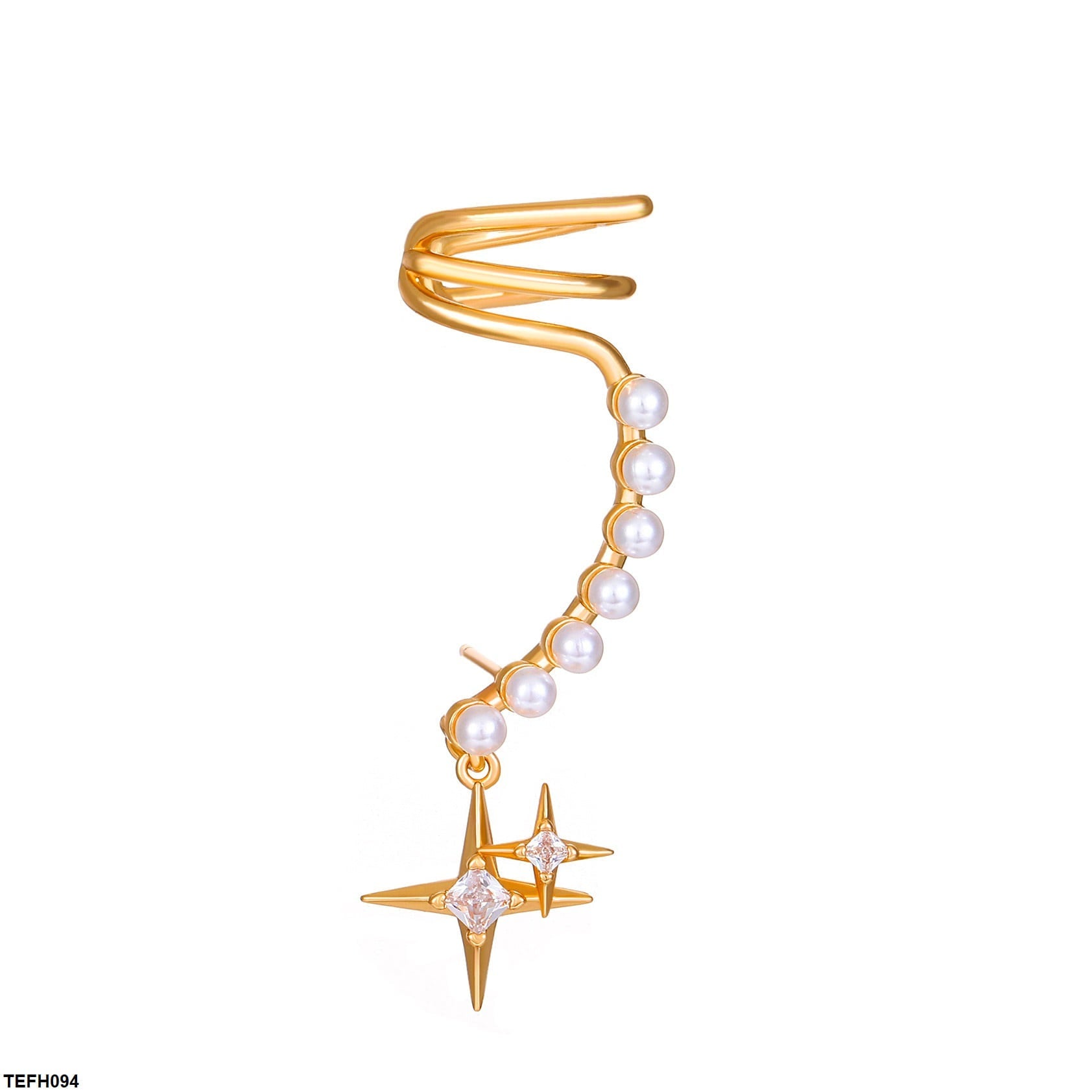 TEFH094 QWN Star Pearls Ear Cuff Single - CEFH