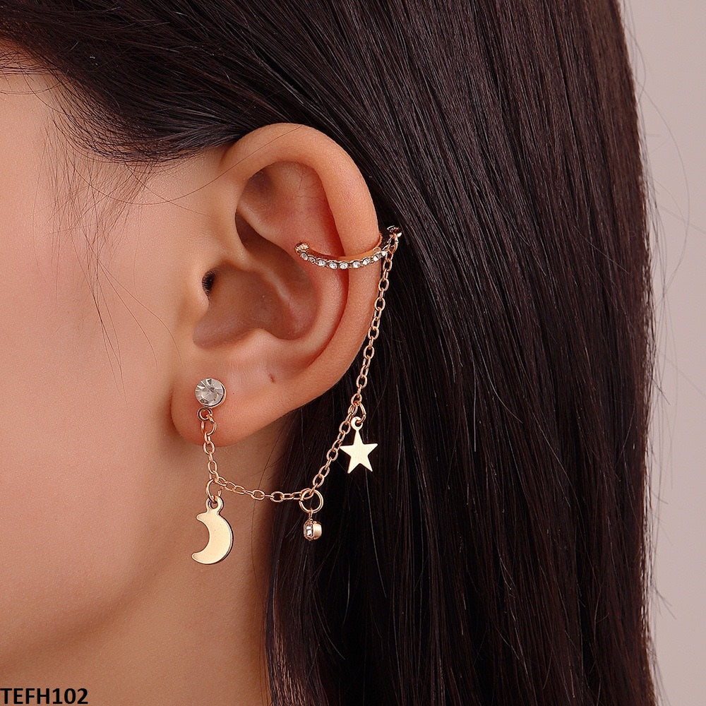 TEFH102 QWN Moon/Star Ear Cuff Single - CEFH