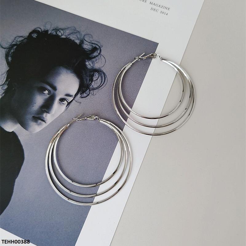 TEHH00388 HJF Round Layered Ear Hoops Pair -TEHH