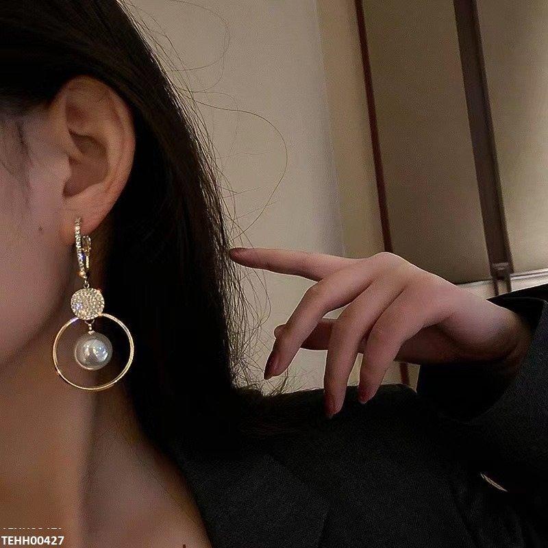 TEHH00427 BTO Coin Pearl Drop Hoops Pair - TEHH