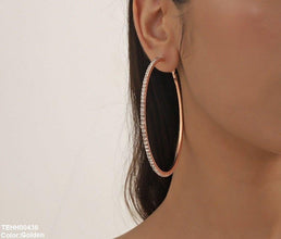 TEHH00436 YJJ Crystal Round Drop Hoops Pair -TEHH