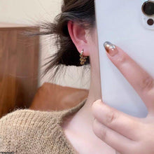 TEHH00463 HJF Round Stone Drop Ear Hoops Pair - TEHH