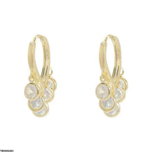 TEHH00463 HJF Round Stone Drop Ear Hoops Pair - TEHH