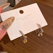 TEHH00463 HJF Round Stone Drop Ear Hoops Pair - TEHH