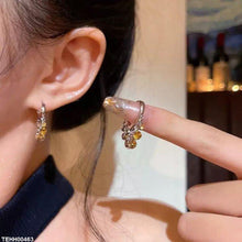 TEHH00463 HJF Round Stone Drop Ear Hoops Pair - TEHH