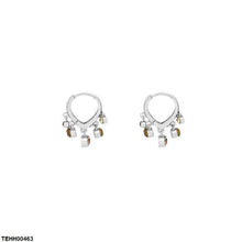 TEHH00463 HJF Round Stone Drop Ear Hoops Pair - TEHH