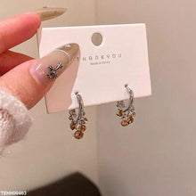 TEHH00463 HJF Round Stone Drop Ear Hoops Pair - TEHH