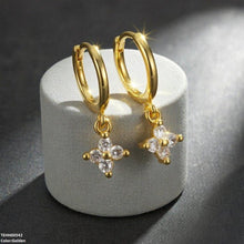 TEHH00542 BYJ Zircon Flower Drop Hoops Pair - TEHH