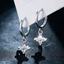 TEHH00542 BYJ Zircon Flower Drop Hoops Pair - TEHH