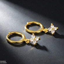 TEHH00542 BYJ Zircon Flower Drop Hoops Pair - TEHH