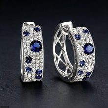 TEHH00543 BYJ Round Blue Zircon Stone Hoops Pair - TEHH