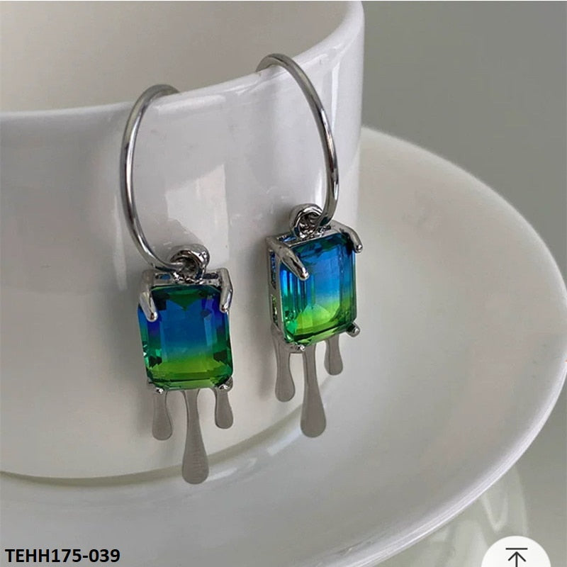 TEHH175 SYB Cushion Blood Rising Drop Earrings Pair - TEHH