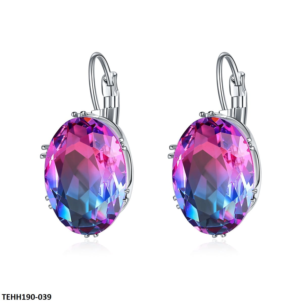 TEHH190 WKO Oval Shape Ear Hoops Pair - TEHH