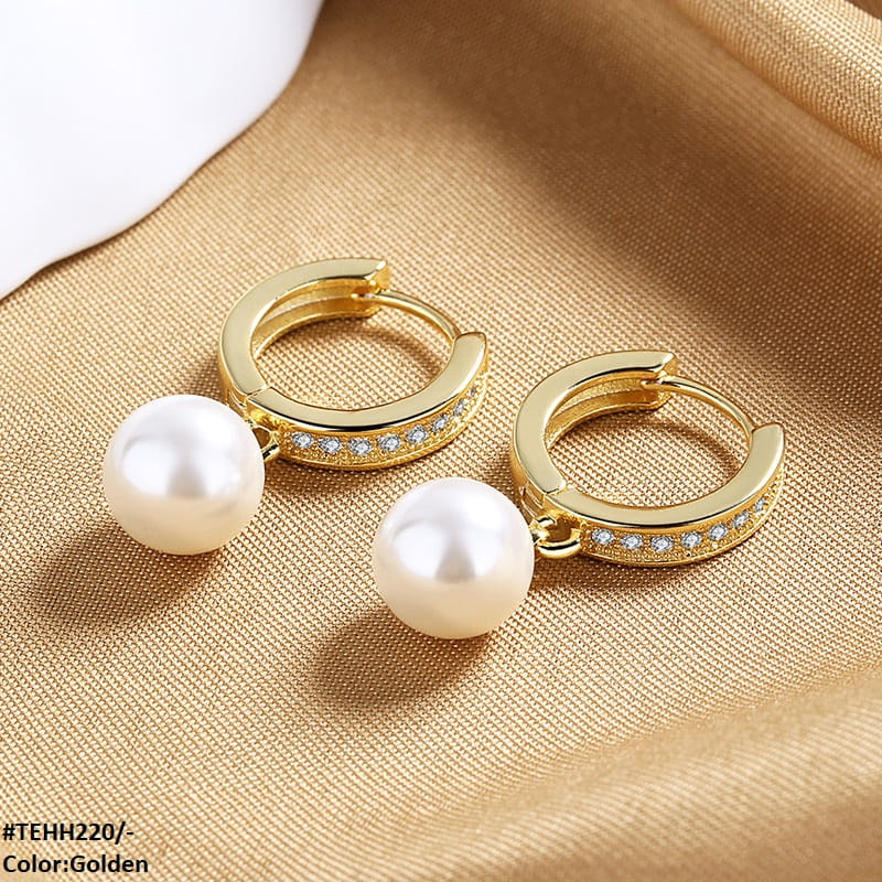 TEHH220 SZL Pearl Ear Hoops Pair - TEHH