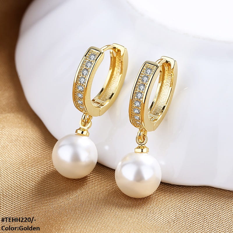 TEHH220 SZL Pearl Ear Hoops Pair - TEHH