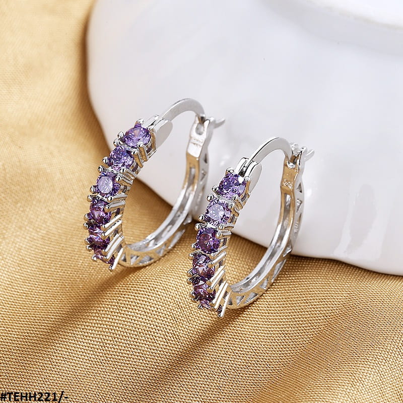 TEHH221 SZL Purple Ear Hoops Pair - TEHH