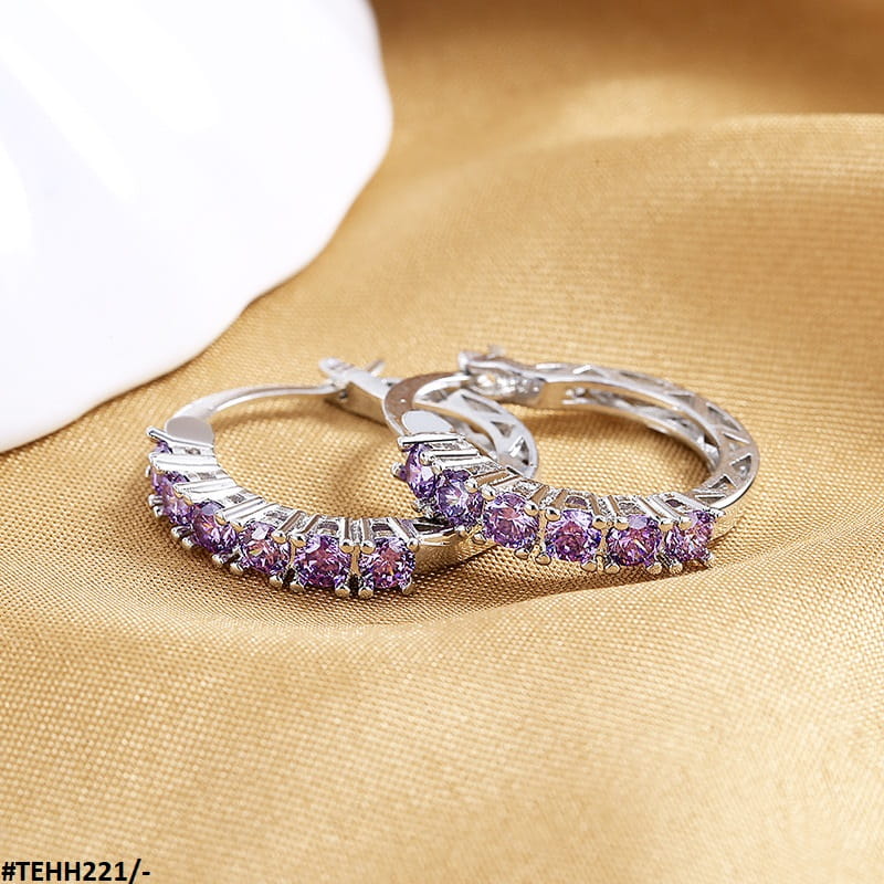 TEHH221 SZL Purple Ear Hoops Pair - TEHH