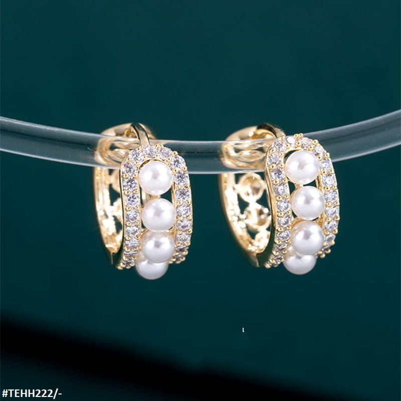 TEHH222 SZL Pearl Ear Hoops Pair - TEHH