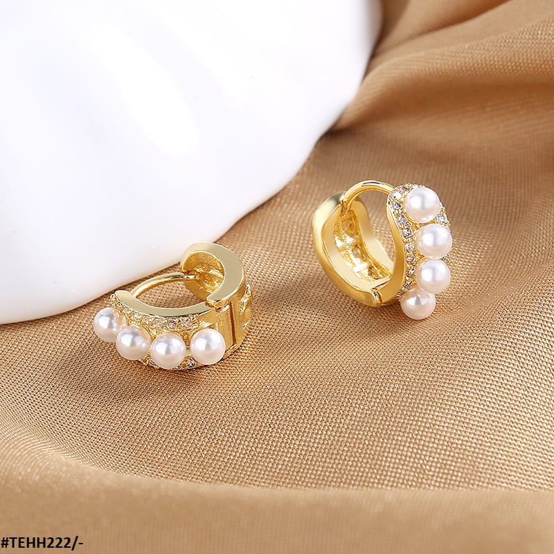 TEHH222 SZL Pearl Ear Hoops Pair - TEHH