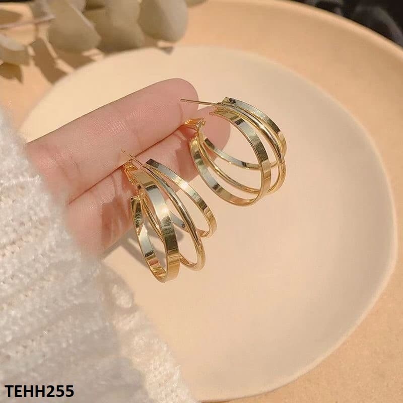 TEHH255 ZHL Round Layered Hoops Pair - CEHH