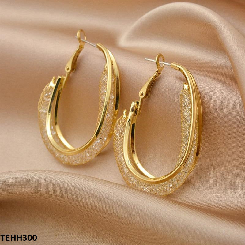 TEHH300 LSH Round Cerved Hoops Pair - CEHH