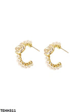 TEHH311 YHC Flower Pearl Hoops Pair - CEHH