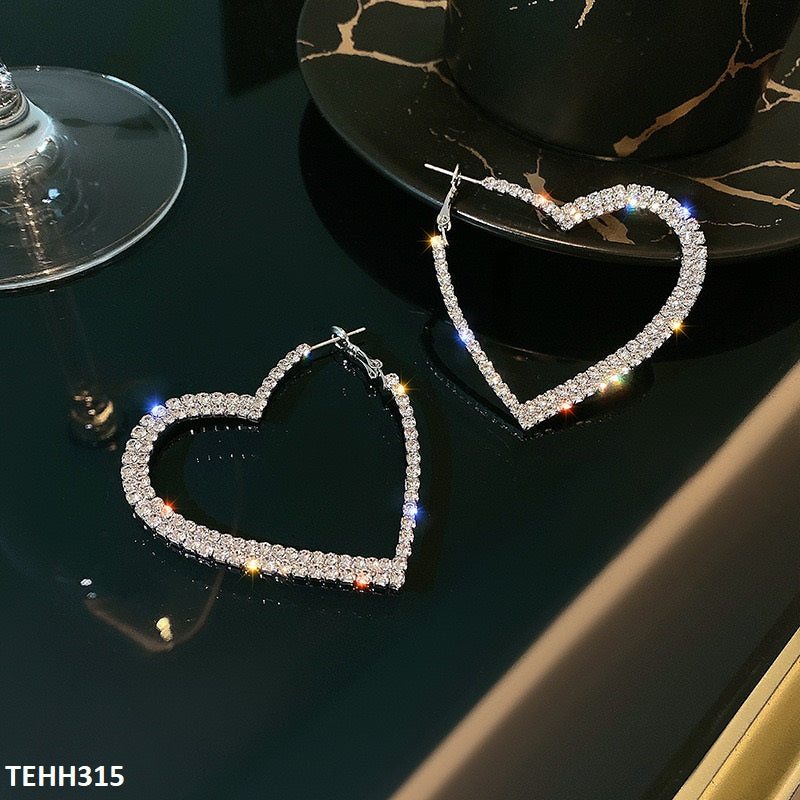 TEHH315 SIQ Heart Ear Hoops Pair - CEHH