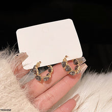 TEHH350 HJF Heart Stone Ear Hoops Pair -CEHH