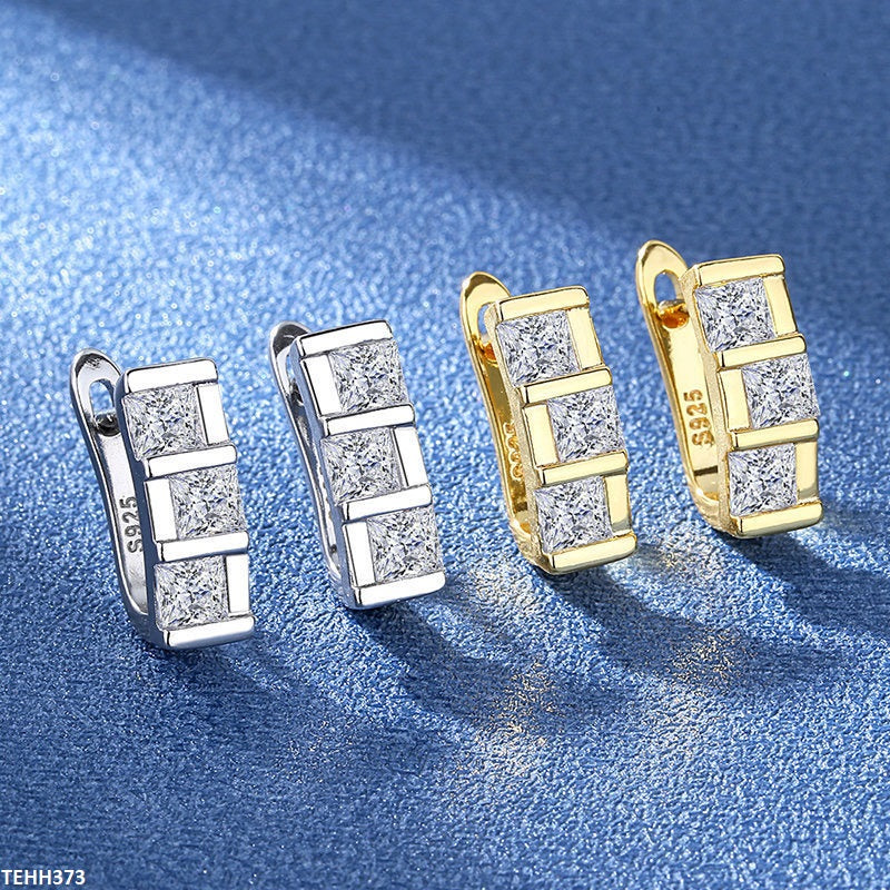 TEHH373 BLX Square Step Ear  Hoops Pair -CEHH