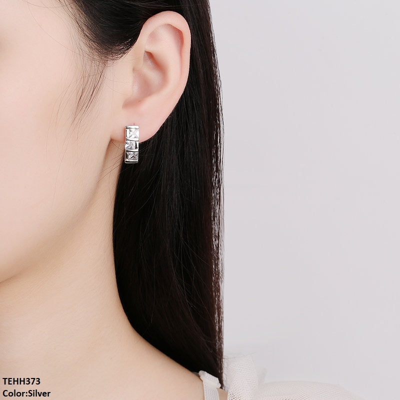 TEHH373 BLX Square Step Ear  Hoops Pair -CEHH