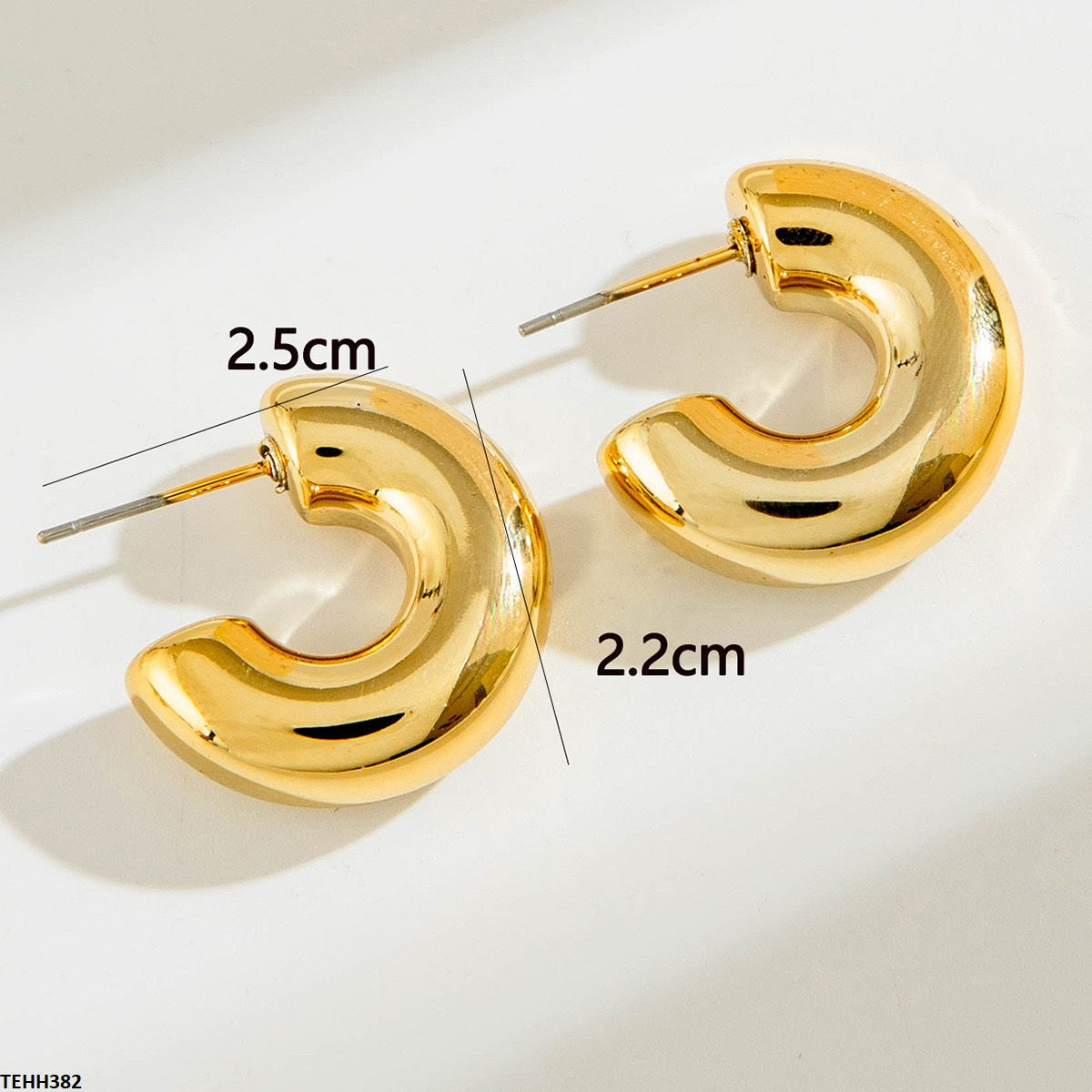 TEHH382 YYE C/Shape Ear Hoops Pair -CEHH