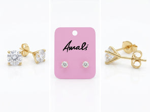 TET1077 Classic 3-Prong Solitaire Stud Earrings