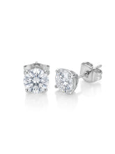 TET1078 Classic Silver-Tone Round Solitaire Stud Earrings