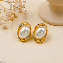 TETH00496 MSJ Stainless Steel Oval Pearl Tops Pair - TETH