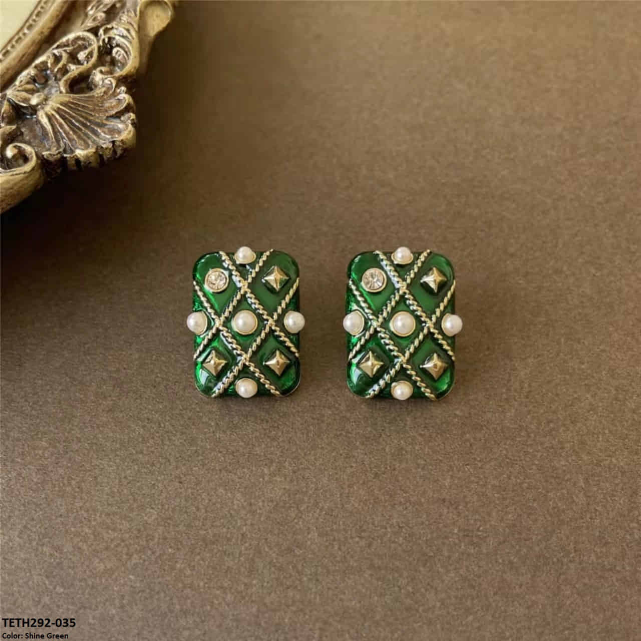TETH292 SKM Sterling Rech Ear Tops Pair - CETH