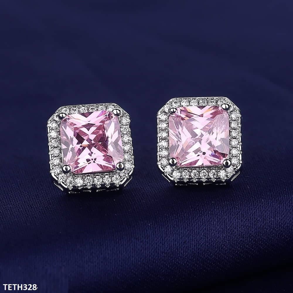 TETH328 BLX Pink Step Square Sterling Tops - TETH
