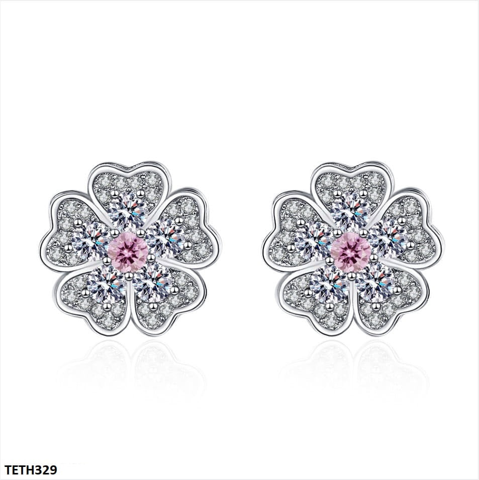 TETH329 BLX Flower Sterling Stud Tops Pair - TETH