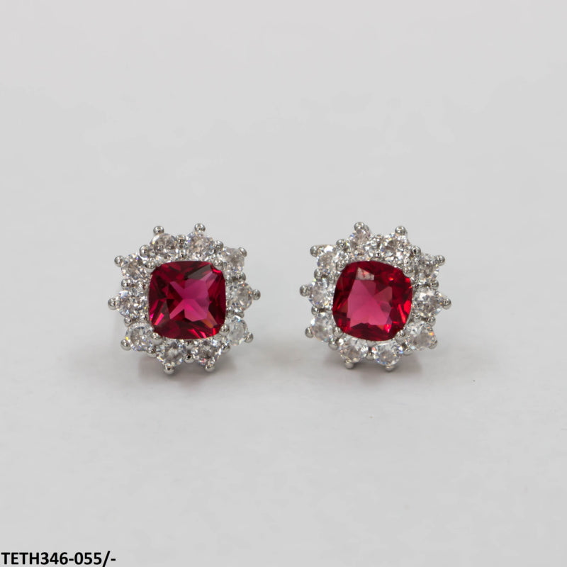 TETH346 KRL Square Flower  Stud Top Pair - TETH