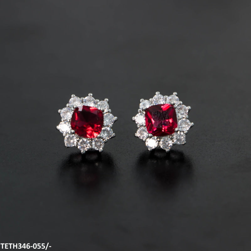 TETH346 KRL Square Flower  Stud Top Pair - TETH