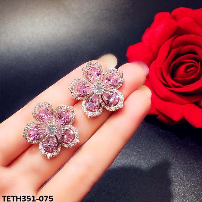 TETH351 KRL Layer Flower Stud Top Pair - TETH