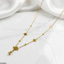 TNCH00352 QSJ Stainless Steel Star Round Drop Necklace - TNCH