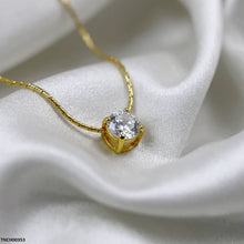 TNCH00353  QSJ Stainless Steel Round Stone Necklace - TNCH