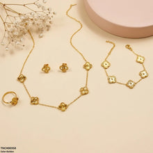 TNCH00358 MSJ  Stainless Steel Four-Leaf Flower Necklace Set - TNCH