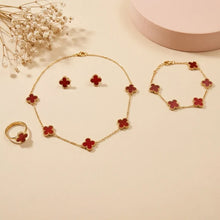 TNCH00358 MSJ  Stainless Steel Four-Leaf Flower Necklace Set - TNCH